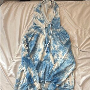 SHEIN Blue and White Tie-Dye Sweatshirt